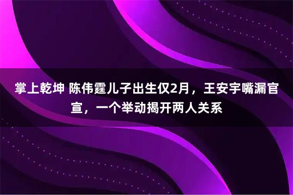 掌上乾坤 陈伟霆儿子出生仅2月，王安宇嘴漏官宣，一个举动揭开两人关系